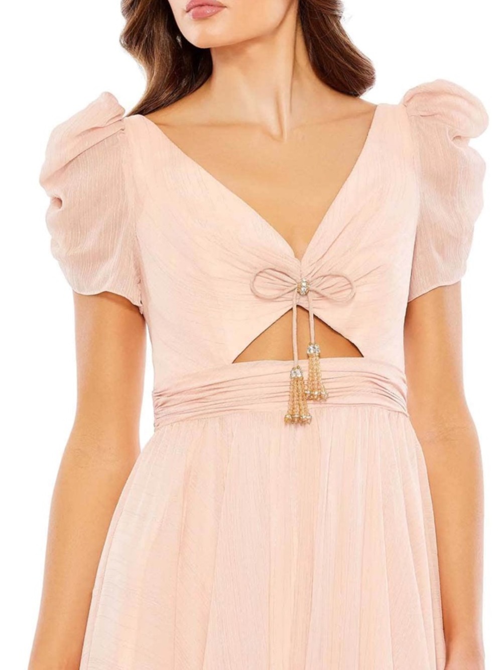 NWT Mac Duggal 68187 Blush Pink Metallic Tiered Tea Dress Size 12 Formal Event - Picture 2 of 15
